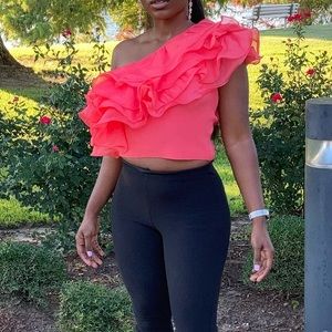 Sexy one strap ruffle top